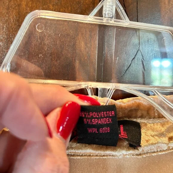 Crushed Velvet Button-Down Shirt - Gold/Tan - Picture 3 of 5